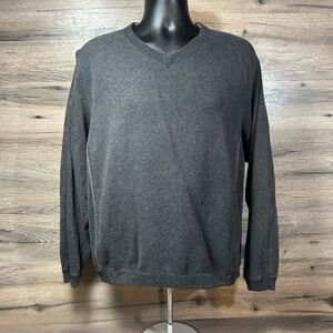 Tommy Bahama Sweater Mens Medium Gray Knit V-Neck Pullover